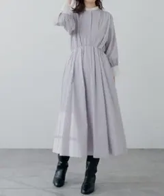 EVERY.VERY NICE CLAUP パール釦ストライプシャツワンピース