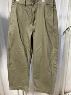 GU ヘビーコットン バレルレッグパンツ カーキ L