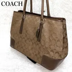 人気✨COACH コーチ ワンショルダー トートバッグ シグネチャー ブラウン