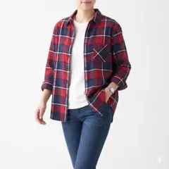 ユニクロ【XL】 フランネルチェックシャツ 長袖 ネルシャツ カジュアル 羽織り