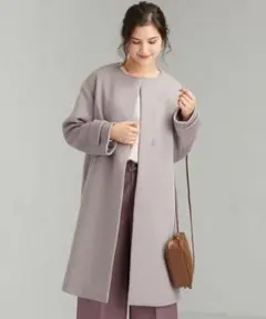 グリーンレーベルリラクシング アンゴラ スリット ノーカラーコート