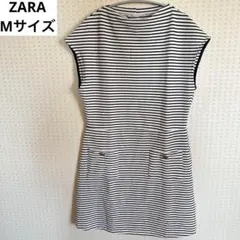 ZARA ザラ ボーダー ワンピース M ノースリーブ ホワイト
