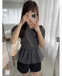 GRL チュールペプラムニットトップスのサムネイル