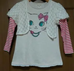 猫イラスト長袖カットソー 130cm