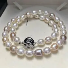 ロング 90cm 本真珠 パール ネックレス 8.5 マルチカラー - メルカリ