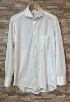 BRICK HOUSE ホワイト長袖ニットシャツビジネスシャツLサイズ綿60%