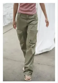 ZARA 2026新品 カーゴパンツ カーキ S