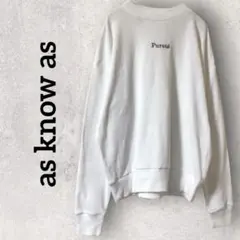 as know as 長袖Tシャツ　＊サイズ　ホワイト　英字ロゴ　春秋冬