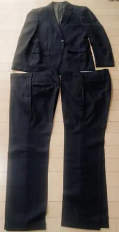 ダークブルー ビジネススーツ パンツ2着