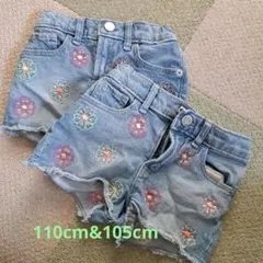 デニムショートパンツ 5歳用 花柄刺繍