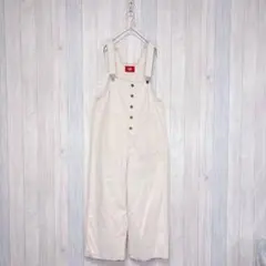 【Dickies】オーバーオール アイボリー ワイドストレート カジュアル M