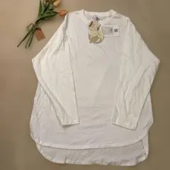 新品白長袖Tシャツ M L LL レイヤード　インナーレディースビッグTシャツ