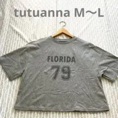 tutuanne ロゴTシャツ グレー M～L 綿100% ゆったり　ショート丈のサムネイル