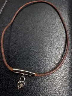 HERMES エルメス レザーチョーカー ネックレス ブラウン 約48cm - メルカリ