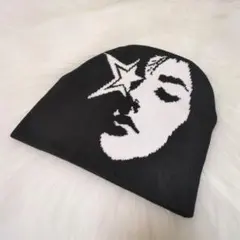 ラス1★ビーニー ニット帽 星 女性デザイン ブラック ヒップホップ 男女兼用