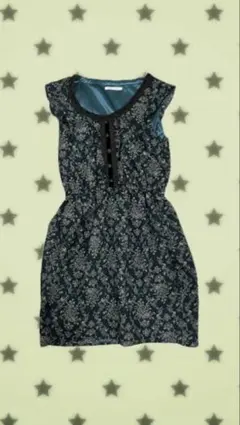 ノースリーブ フラワープリント ワンピース チュニック