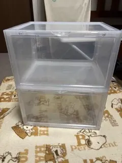 LEYL 横型シューズボックス　収納ボックス　クリア　2個セット