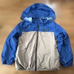 フード付きナイロンジャケット 青/ベージュ