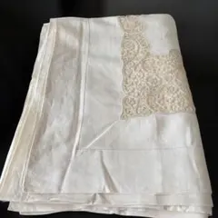希少ヴィンテージホワイト レース白刺繍 テーブルクロス ベッドカバー
