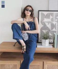 【新品未使用】神戸レタス　デニムオールインワン　リボンサロペット　オーバーオール