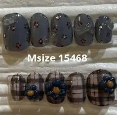 【現品】 【値下げ】個性派　小花柄　チェック　ちぐはぐネイルチップ