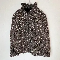 ✨美品✨ シルク100✨ ジュンアシダ 長袖ブラウス ブラック 総柄