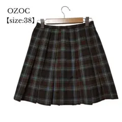 【OZOC／オゾック】プリーツスカート　ミニ丈　総柄　チェック柄　サイズ38