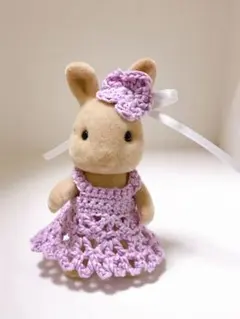 シルバニアファミリー　女の子　ハンドメイド　パープルドレス　ヘッドドレス