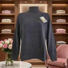 【新品タグ付】アリエス カシミヤ100 タートルネックニット ブラック（黒）