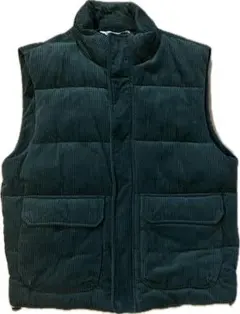 ダークグリーン コーデュロイ 中綿キルティングベスト