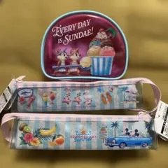 ディズニーリゾート　サニーサニーサマー　ペンケース　２個　ポーチ付き