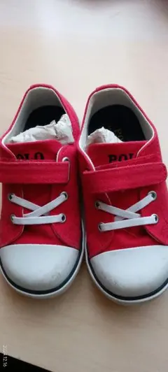 値下げ　ポロラルフローレン レッド ベルト付きスニーカー