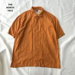 THE NORTH FACE 半袖シャツ オレンジ チェック ジップポケットのサムネイル