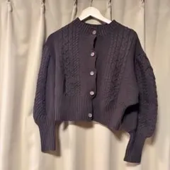Liu.Y ダークブラウン クロップドカーディガン