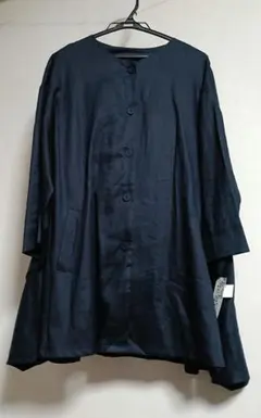 LA MONET　コート　麻　ネイビー　M ~ L　未使用　新品　春　初夏　秋口