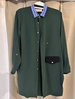 CULLNI ダークグリーン ロングシャツ