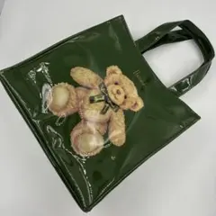 新品同様】ハロッズ　トートバッグ　ジェイコブベア　Sサイズ　グリーン　エナメル