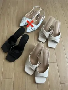 新品　スクエアトゥサンダル　３点セット