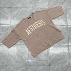 Lugnoncure ニットトップス ロゴ刺繍 五分袖 ベージュ系 ゆったり F