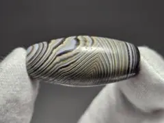古代 瑪瑙玉 線紋 ビーズ 装身具 時代物 幅約4.1cm