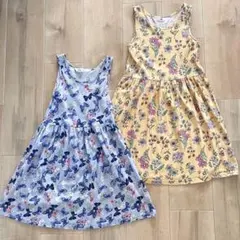 2枚セット　H&M 花柄 蝶柄 ノースリーブ　ワンピース 120 130
