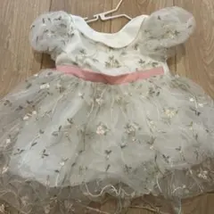 花柄刺繍チュールドレス ふんわり袖