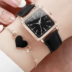 大*弘様 【新品】ブラック　腕時計 ハート　ブレスレット付き　シンプル　オフィス