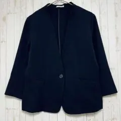 ◆グラシア　ノーカラージャケット　オフィス　フォーマル　春アウター　ネイビー　L