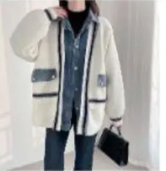 異素材デニム×ニットジャケット