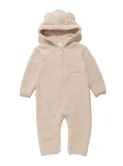 【新品未使用】ジェラピケ☆BABY／パウダーベアロンパース／ホワイト×グレー