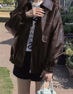 襟2Wayオーバーサイズレザーブルゾン[ze863] GRLのサムネイル