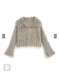 ビッグカラーフェザーニットカーディガン　at2361