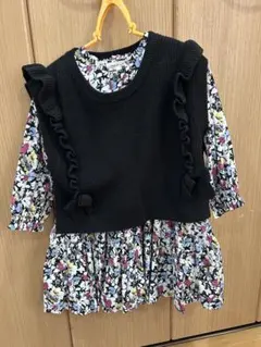 センスオブワンダー 100㎝　 リバティ花柄　ニットベスト付き ワンピース
