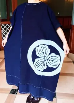 ✴︎藍染木綿✴︎絵絣✴︎リメイクワンピース✴︎アンティーク✴︎希少＊ゆったり一点もの＊ Amazon.co.jp: 古布リメイク 絣 ワンピース 絵絣 藍染 木綿